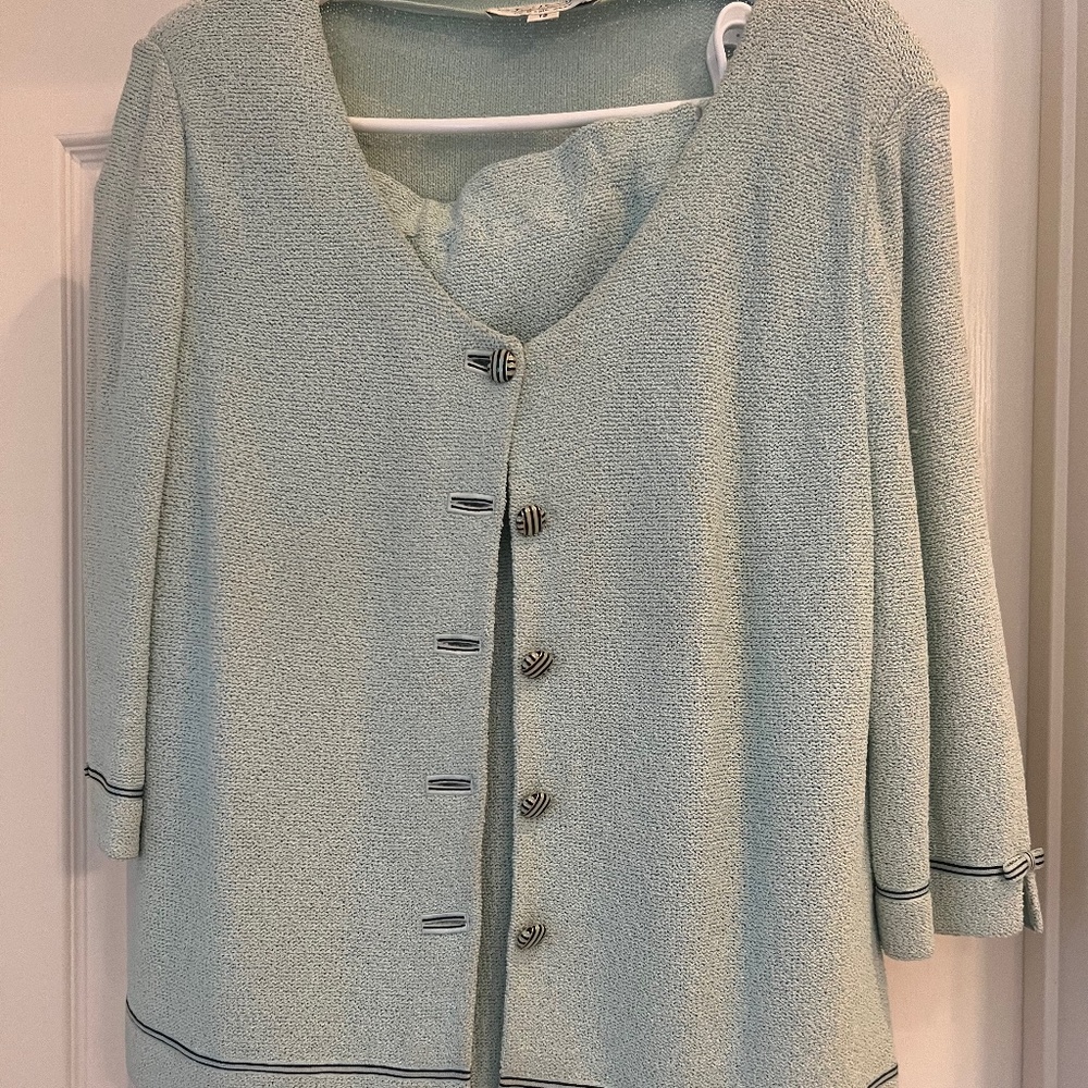 St John Turquoise Knit 2 Piece Suit